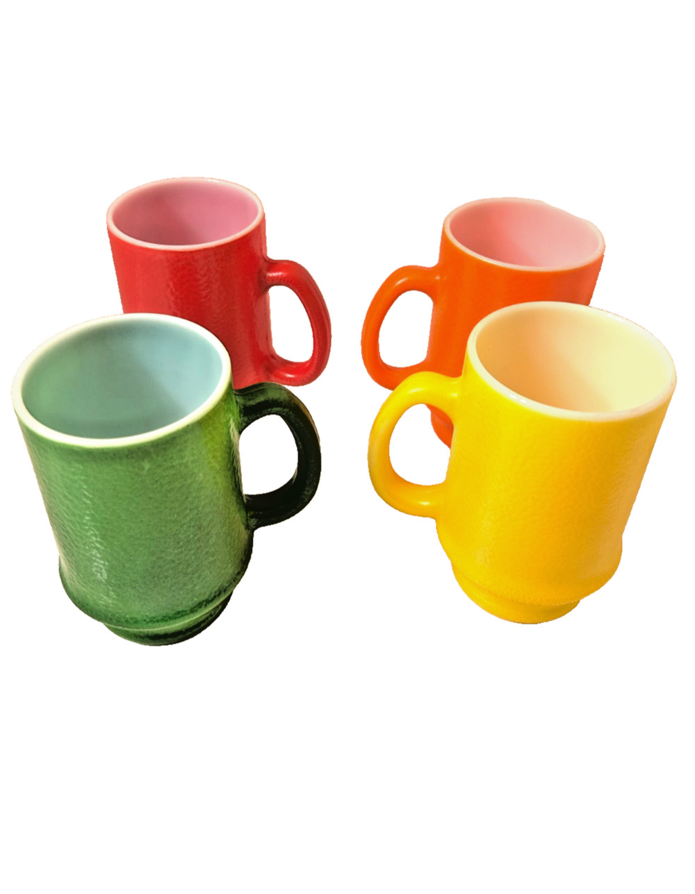 Vintage Hazel-Atlas Company Multicolor Milk Glass Coffee Mugs Lot Of 4